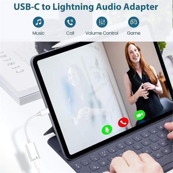 USB-C til Lightning Hovedtelefonadapter til 15 Pro Max, Type C Han til Lightning Hun