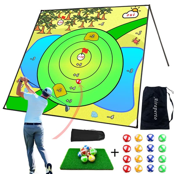 Golf Chipping Spel med 80\" x 80\" Stor Målmattsträningsset