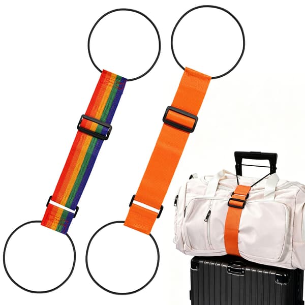 2 stk. bagagestropper til kufferter, justerbare bagageforbindelsesstropper rainbow and orange