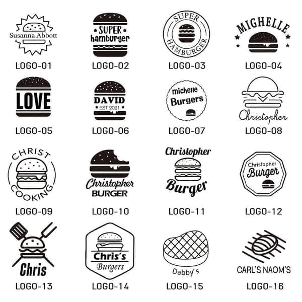 Tilpasset matgrill med tilpasset gravering, hamburgerbrødstempel for grillkokker