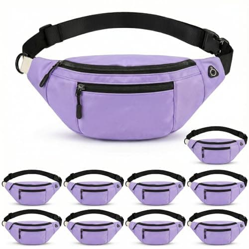 10-pack lavendelfärgade midjeväskor i bulk för män och kvinnor, crossbody-midjeväskor Lavender
