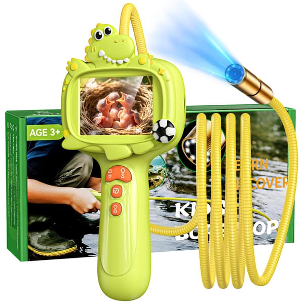 Ashfly Borescope-kamera med lys til børn, 2,4\" IPS, Dinosaur Grøn Pale Green