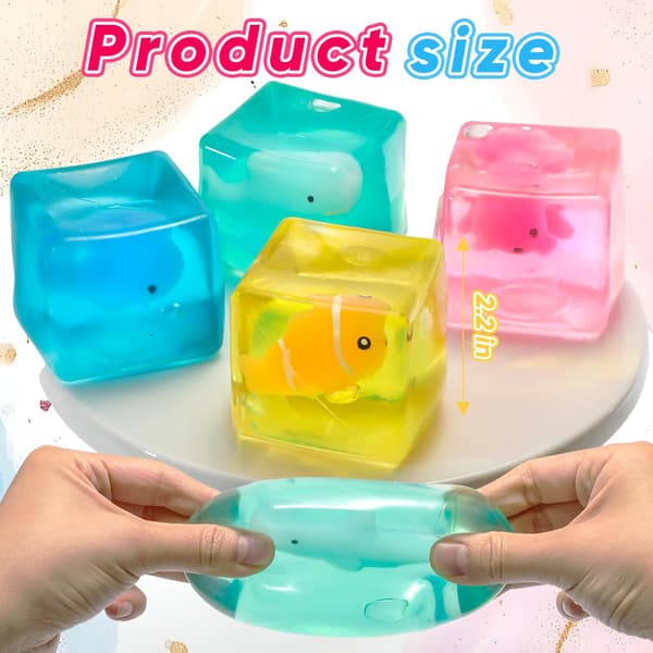 Squishy Stresskub, 4-pack Stor Is Sensorisk Fidgetleksak för Barn med Autism Ocean