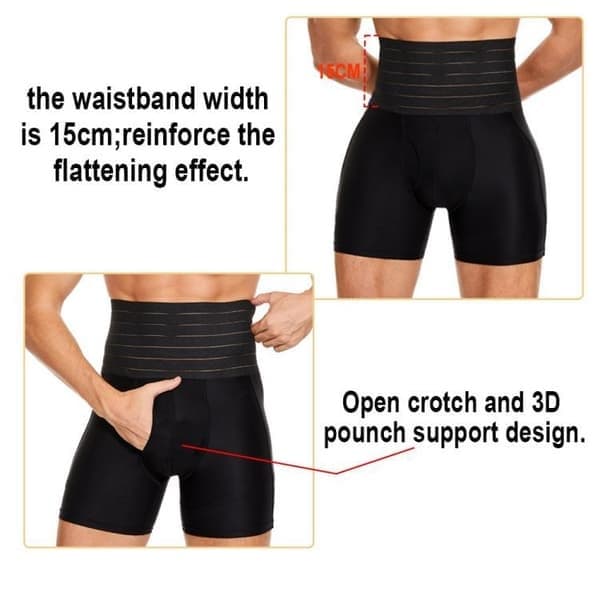 Kroppsformande shorts för män, bantande magkontroll, hög midja, underkläder, lårshorts, storlek XL XL