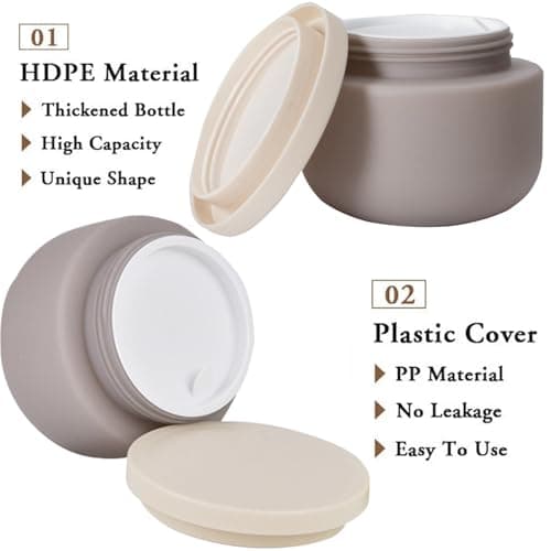 Qeuly Plastburkar med lock 250 ml 2 st Bred mun Lotionbehållare Grå Grey