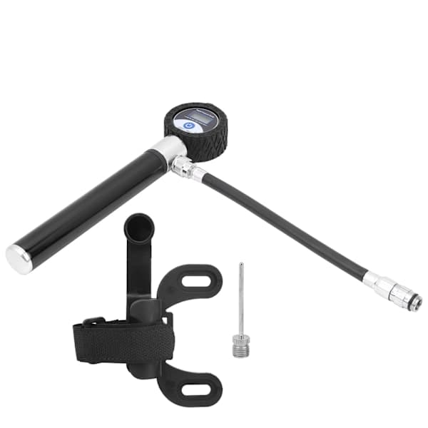 Bärbar cykelluftpump Manuell däckpump 120 PSI Högtrycks LCD digital display Svart