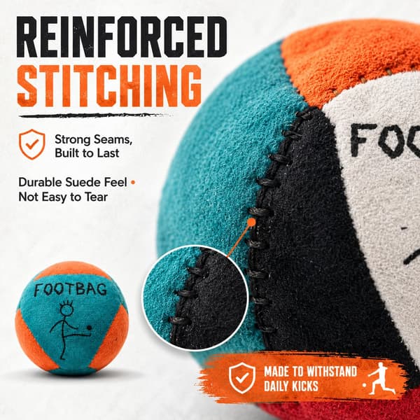 3-pack Hacky Footbags Set, 2,7 oz syntetiska mockasäckar i vuxenstorlek
