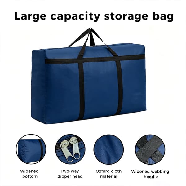 Stor Rejsetaske Sammenfoldelig Opbevaringstaske Overdimensioneret Flyttetaske Multifunktionel Håndbagage, Blå, Medium Blue Medium