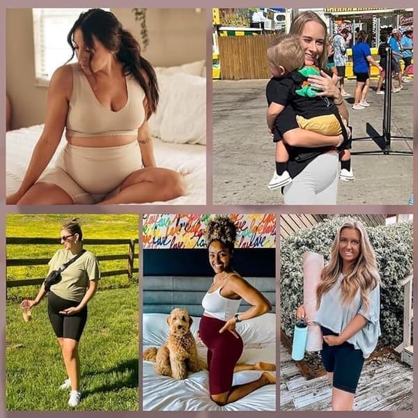 Korta mamma-leggings för kvinnor, vit, storlek L white L