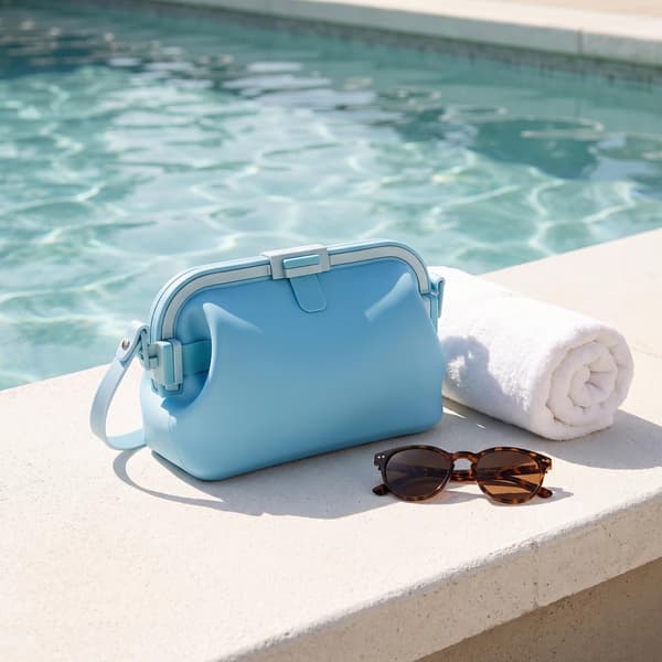 Silikone Crossbody Tote til kvinder strand, foldbar vandtæt White