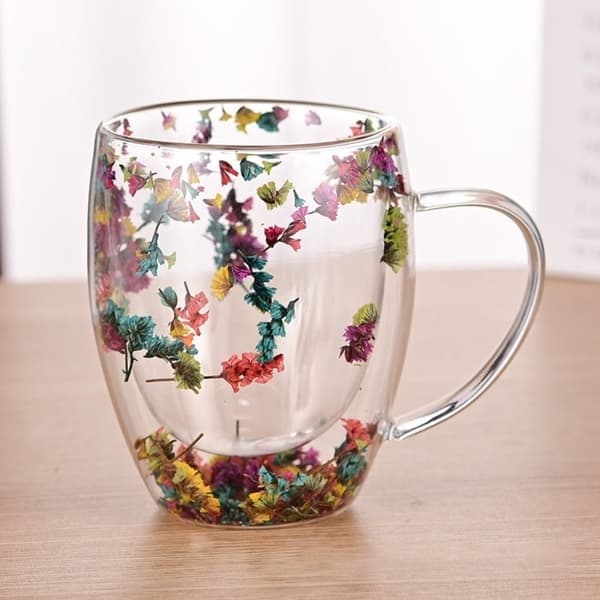 Dobbeltvægget glaskop med tørrede blomster, #2 350 ml #2  350ml