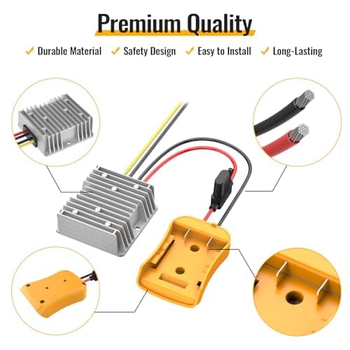 Kzreect 20V til 12V Step-Down Konverter Kompatibel med Dewalt 20V Batteri General 1 Pack
