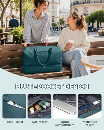 Resväska Weekender Bag Dam Tote Carry On Väskor Med Skofack L3-Blue