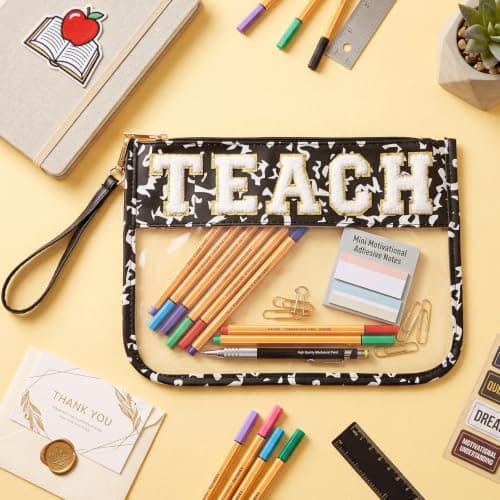 TEACH Chenille Letter Sminkepung, Takknemlighetsgave, Skrivebok Composition Book
