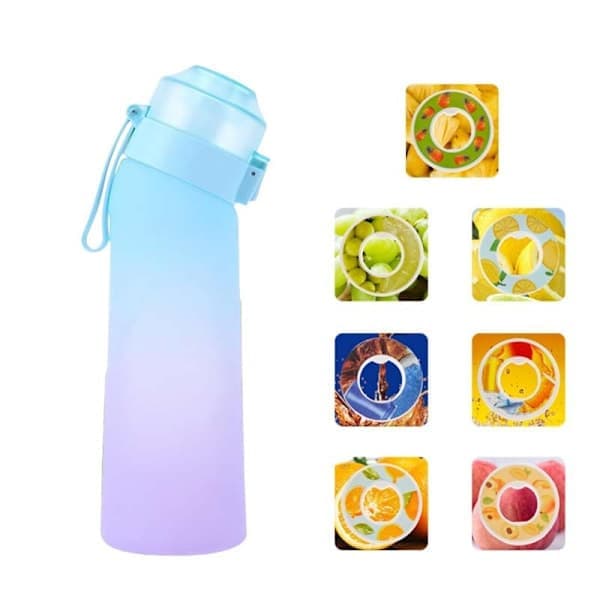 Vandflaske med smag med 7 duftkapsler, 650 ml Gradient Blå Air Water Up Kop, Camping Sport Gradient Blå Gradient Blue