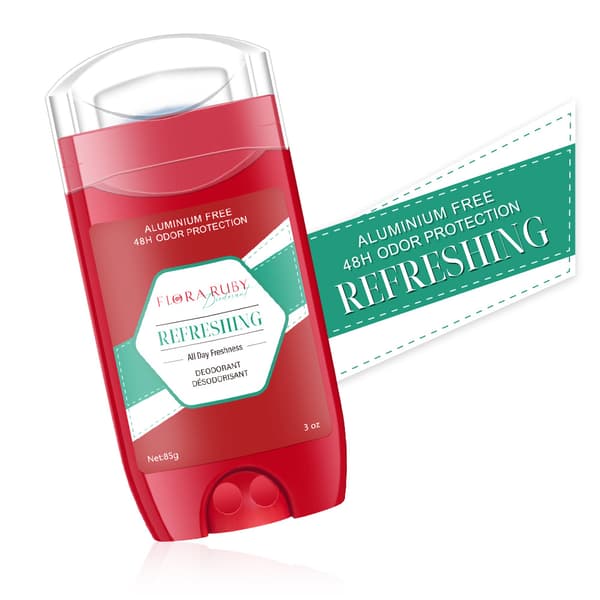 Flora Ruby Forfriskende Deodorantstift, Aluminiumfri, 48 timers luktbeskyttelse, Friskhet hele dagen, 85g fresh