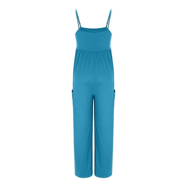 Dame Jumpsuit med Brede Ben og Tynde Stropper Blå M Blue M