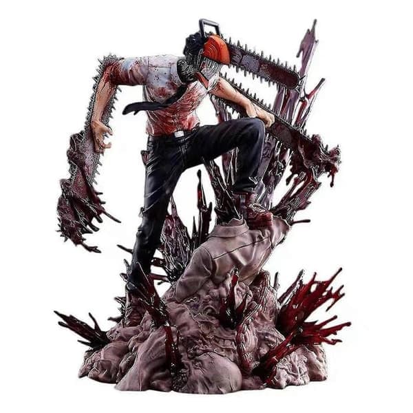 Chainsaw Man Denji Figur PVC Statue Anime Figurer Actionfigur Modell 33,8 cm