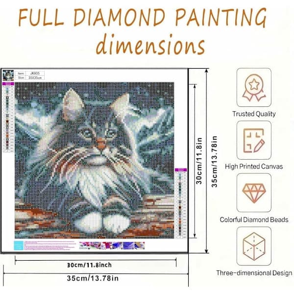 Cat Diamond Art - 5D Home Decor DIY Kit 35x35 cm (Full Drill)
