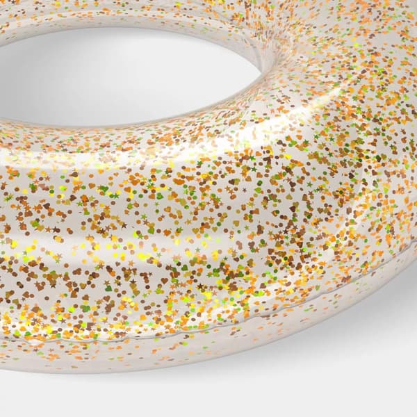 36\" Gul Glitter Poolring, Hållbar Uppblåsbar Ring för Simning/Avkoppling