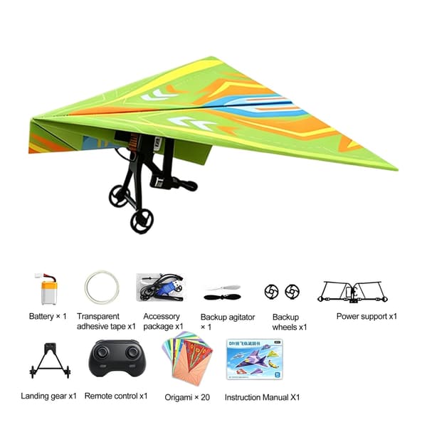 Fjernstyret papirflysæt, med gyro-stabilisator, dobbelte propeller, DIY elektrisk RC-flysæt, pædagogisk RC-svævefly-samlelegetøj til børn A