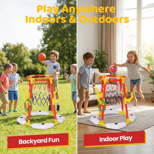 PodiuMax 2-i-1 Poolbasketkorg & Ringkastningsleksaker för barn 4 5 6 7 8 9