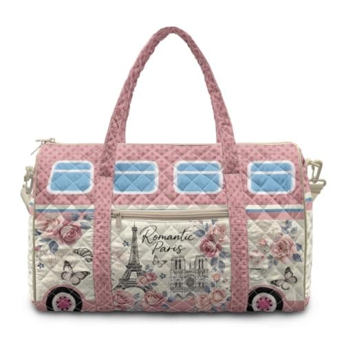 Hippie Van Quilted Dufflebag, Rosa Dufflebag for Reise Pink