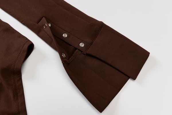 Dam långärmad bodysuit med nedvikt krage, brun, storlek S brown S