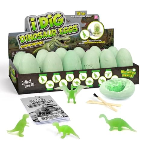 Glow Dino Eggs Dig Kit, 12 utgravings-egg, STEM-leketøy 6+ Green Glowing Dinosaur