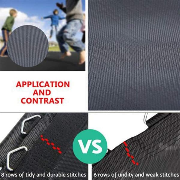 Trampolinmåtte, udskiftningsmåtte til 6ft/8ft/10ft/12ft/13ft/14ft/15ft/16ft rund trampolin Black 13FT80buckles