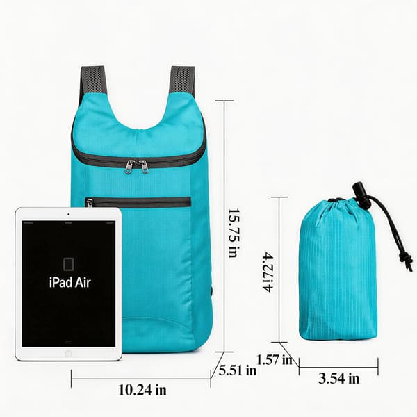 Vikbar ryggsäck Vattenavvisande Lättvikts Vandringsresor Utomhus Daypack-Mintblå Mint Blue