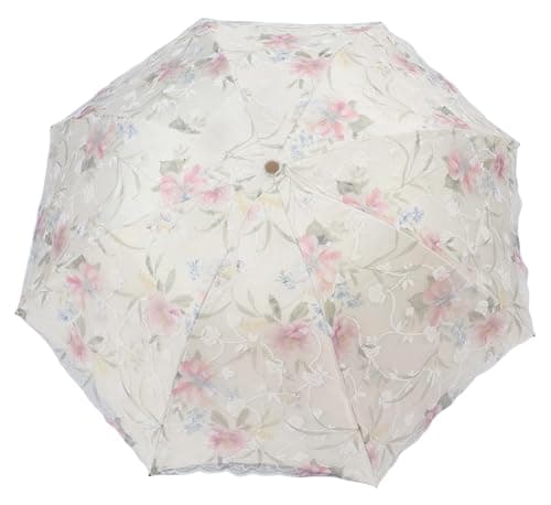 Blonde Blomster 3-Fold Paraply UPF 50+ UV-Beskyttelse Rejseparasol til Regn og Sol Manual-05Pink