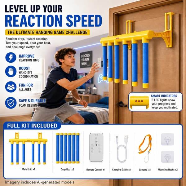 Uppgraderat Reflex Drop Sticks Challenge Game med fjärrkontroll Blue(w/ Remote Control)
