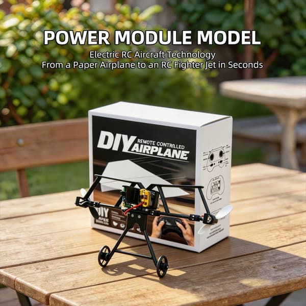 RC Pappersflygplan Kraftmodul Kit med Gyrostabilisator, DIY Elektrisk Mini Fast Vinge Leksak med Dubbla Propellrar & Vikbar Stång, Pappersflygplan Ingår Ej Three Electric Models