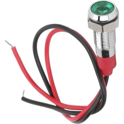 Vandtæt 6mm 6V Grøn LED Indikatorlys til Lastbil, Bil, Båd med Kabel