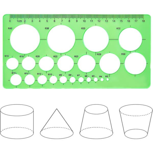 3 stk. runde stencils lineal plast runde og ovale stencils