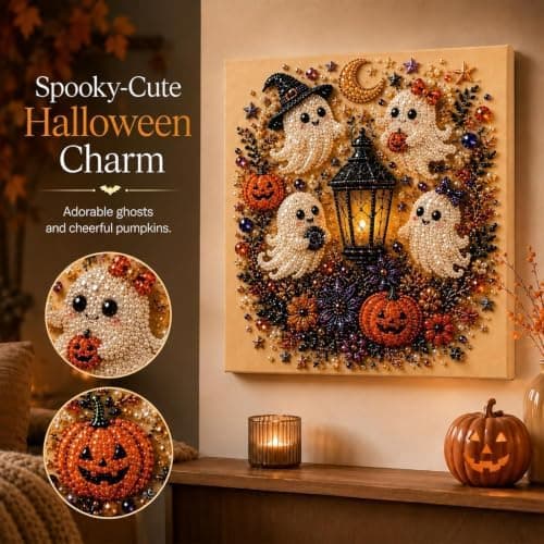 Halloween Ghost Pearl Art DIY Kit, Spooky Cute 3D Halloween Pearl Art (#E) #E