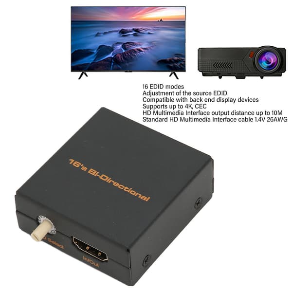 4K HDMI EDID Manager Emulator med CEC-understøttelse, forlænger signal op til 10 meter