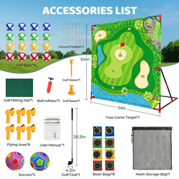 DyBaxa Golf Chipping Spil, Battle Golf Spil til Børn, 54*54 Golf Måtte 44 Pcs Battle Golf Game Set