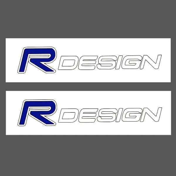 Emblem R - Design 1x5cm R Blå + DESIGN Vita Bokstäver 2-pack för Volvo