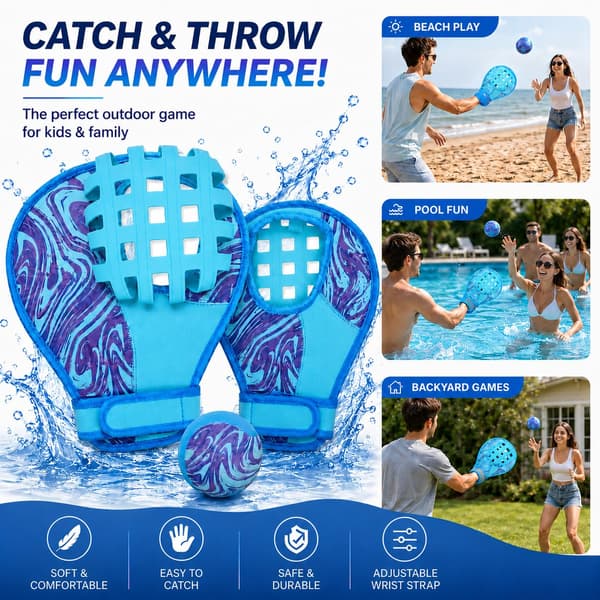 Vattenbasebollhandskset med studsboll för pool- och strandleksaker Deep light