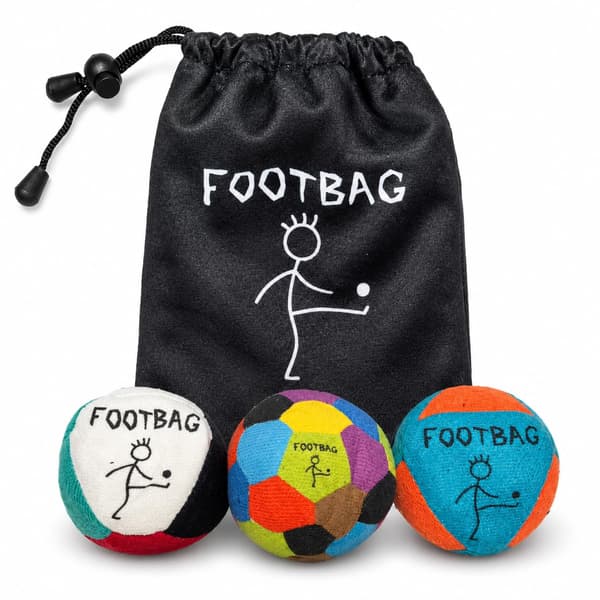 3-pack Hacky Footbags Set, 2,7 oz syntetiska mockasäckar i vuxenstorlek