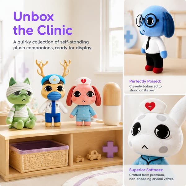 Animal Hospital Plys Samlerfigur til Voksne (Sort Skarptandet Kat) Black Sharp-tooth Cat