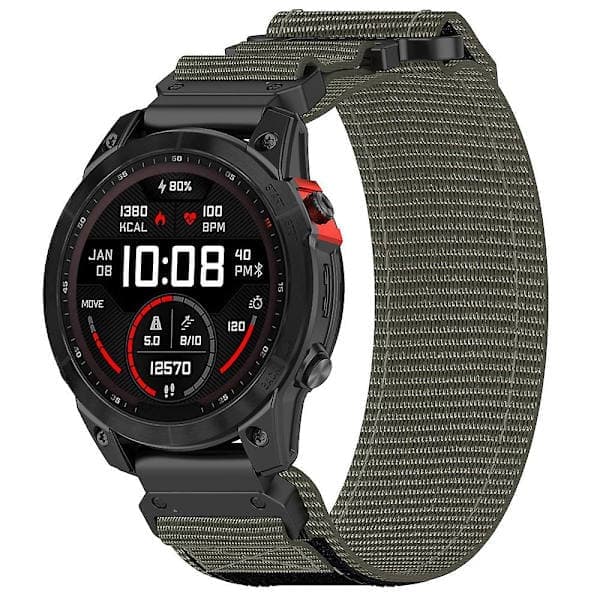 Nylonranneke tarranauhalla Garmin Fenix 7X/7X Pro/Instinct 2X/Quickfit 26mm harmaa Grey