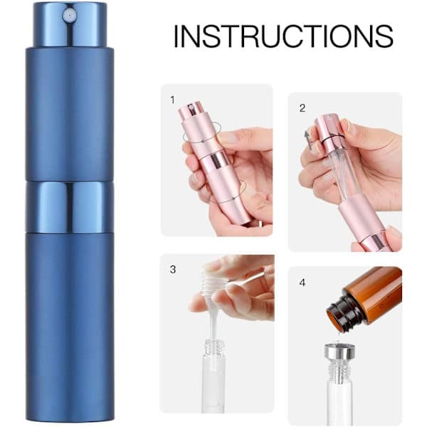 8 ml påfyllbar pose tom sprayflaske, parfymesprøyte, parfymeflaskespraypåfylling, reisespray (blå)