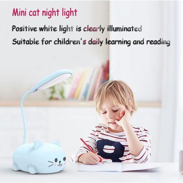 Sød grøn mini katte-natlampe, USB genopladelig, foldbar til børneværelset, grøn gRÖN gRÖN