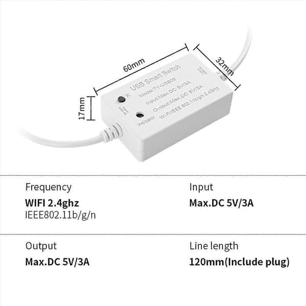 Tuya USB Switch WIFI Controller Timer til USB til hjemmet