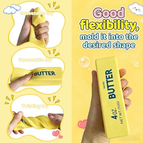 Langsomt stigende Squishy, Taba Squishy, Stressbolde, Festgave (Smørpind-2stk)-0519 (Gul-4stk) Yellow-4pcs
