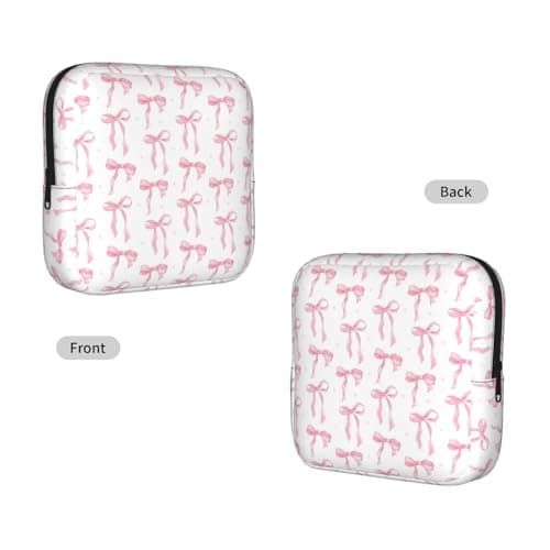 Pink sløjfe bånd sløjfer periode taske til kvinder, bærbar hygiejnebind periode pose til pung, små make up tasker Pink Bow