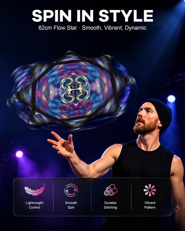 Begynder til Pro Spinning Cloth Flow Star – Farverig Jongleringsrekvisit